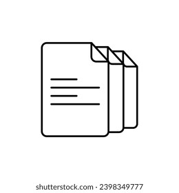 Document icon isolated. Illustration vector of paper outline. Flat icon of file. Business concept for website and app design