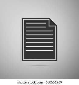 Document icon isolated on grey background. Flat design. Vector Illustration