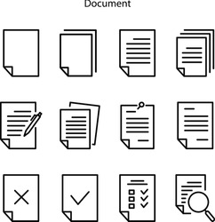 Document Icon Isolated On White Background From Office Collection. Document Icon Trendy And Modern Document Symbol For Logo, Web, App, UI. Document Icon Set
