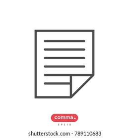 Document icon isolated on white background. Document icon modern symbol for graphic and web design. Document icon simple sign for logo, web, app, UI. Document icon flat vector illustration, EPS10.
