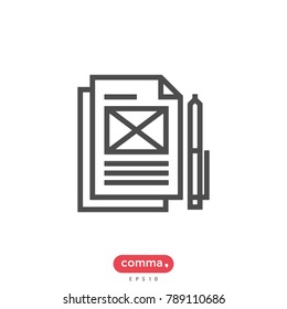Document icon isolated on white background. Document icon modern symbol for graphic and web design. Document icon simple sign for logo, web, app, UI. Document icon flat vector illustration, EPS10.