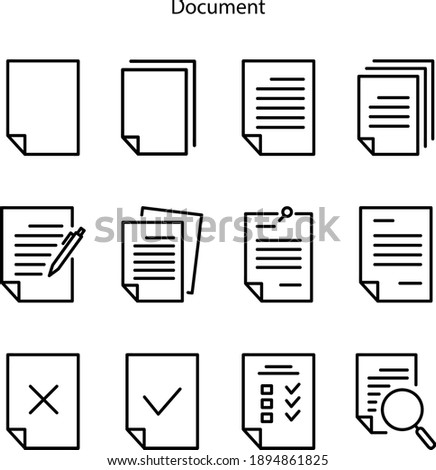 document icon isolated on white background from office collection. document icon trendy and modern document symbol for logo, web, app, UI. document icon set