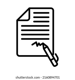 Document Icon. Line Art Style Design Isolated On White Background