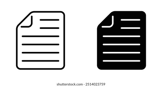 Document Icon Line Art - Text Paper Sheet Illustration for File Management, Office Work Symbol, Digital Data Concept, Editable Stroke