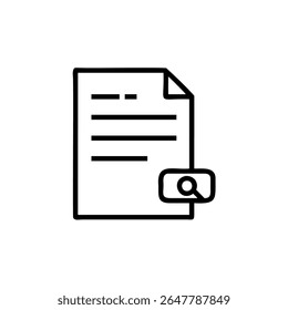 Ícone de documento com linhas lupa símbolo de pesquisa no papel do arquivo de fundo