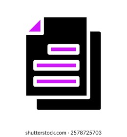 Document Icon with Lines and purple highlight on the edge