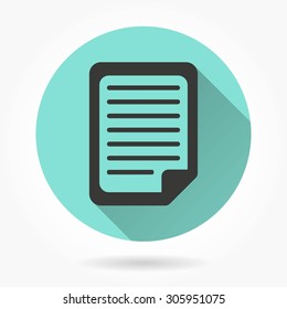Document  icon with a long shadow. Vector illustration.