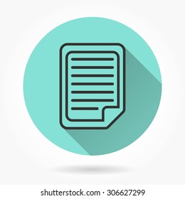 Document  icon with a long shadow. Vector illustration.