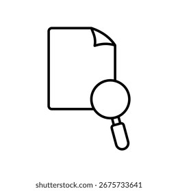 Dokumentensymbol mit Lupe, einfacher flacher Stil, Vektorgrafik, Symbol, Logo-Vorlage für Piktogramm-Design, für ui oder ux einzeln auf Weiß für mobile App, bearbeitbar