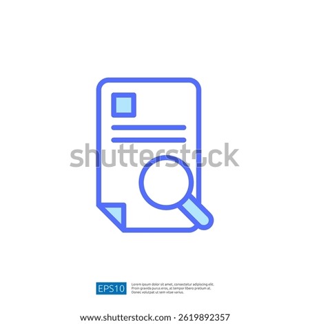 Document Icon with Magnifying Glass Symbolizing Law Review and Legal Analysis in Legal Proceedings Context