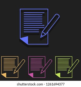 Document icon in multi color. Simple outline vector of media set icons for UI and UX, website or mobile application