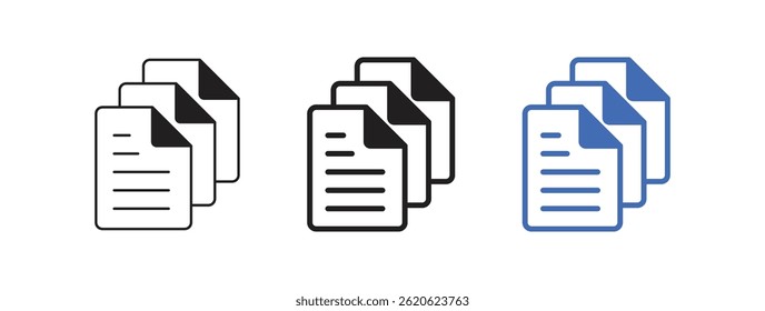 Document icon with multiple pages suitable for file management, document handling, or digital library systems
