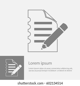 document icon, notepad, pencil on the page