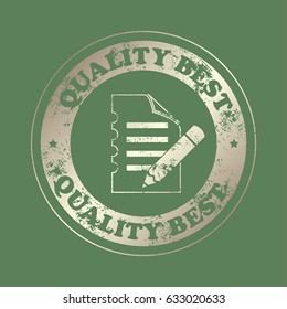 document icon, notepad.  Stamp with text. Quality  best