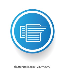 Document icon on blue button,white background,clean vector