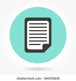 Document  icon  on green background. Vector illustration.