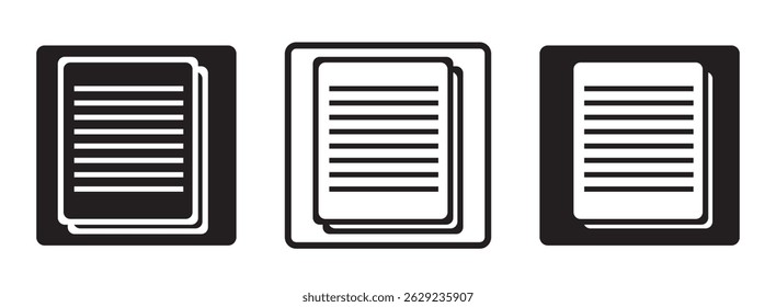 document icon on white background. document sign. flat style. paper icon for your web site design, logo, app, UI. simple 3 page document icon. file symbol.