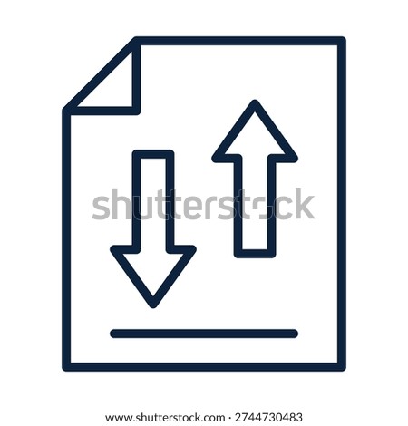 A document icon with opposing arrows and a line