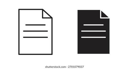 ícone do documento símbolo de conceito de contorno com traçado editável em branco