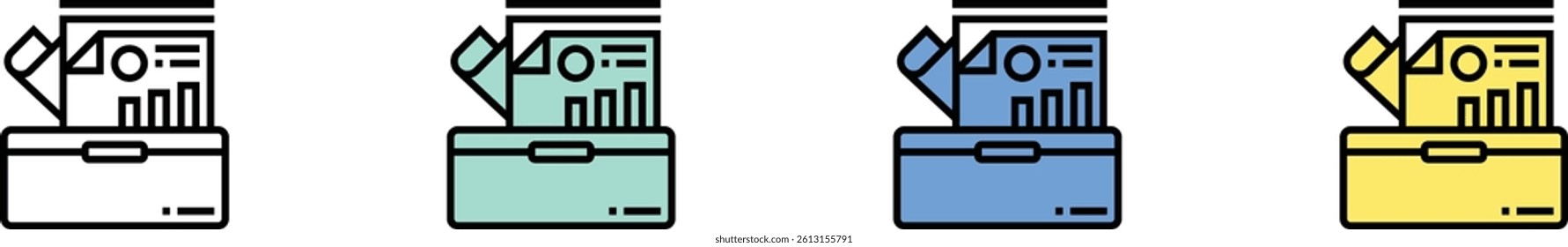 document icon. Outline, Green, Blue and Yellow Style Design Isolated On White Background