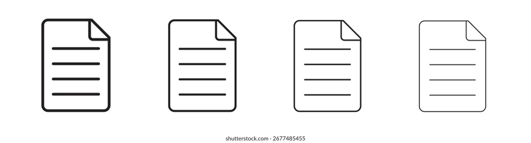 Document icon outline vector pack. Best for web, mobile, ui
