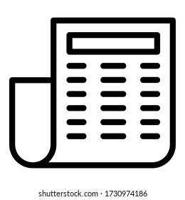 Document icon. Outline document vector icon for web design isolated on white background