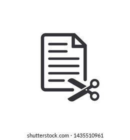 Document icon. Paper icon. Cut document. Cut file. Vector file. Scissors cut. Cut Icon. Torn document. Worksheet sign. File icon. Pictogram letter. Office documents. Personal document. Notes. 