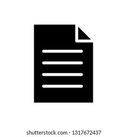 Document icon. Paper icon. Note symbol. Vector icon, symbol for website design, app. 