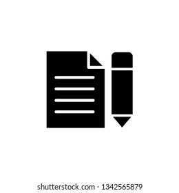 Document icon. Paper icon. Note symbol. Vector icon, symbol for website design, app. 