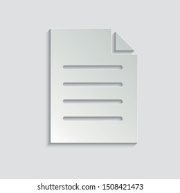 Document icon. Paper icon. Note symbol. Vector icon,   paper icon  with shadow  