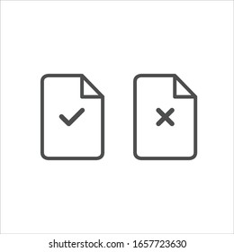  Dokumentsymbol. Papiersymbol. Datei abzulehnen. Häkchen. Vektorillustration der Kreuzzeichen
