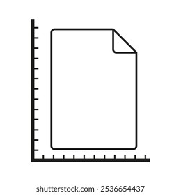 Document icon. Paper and ruler symbol. Vector measuring.