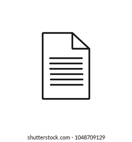 Document icon, paper sign. File symbol. Vector illustration. Flat design.