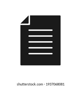 Document icon. Paper silhouette symbol. Contract file. Vector illustration isolated on white