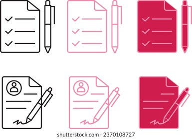 Document icon pen icon contract icons with different colors
