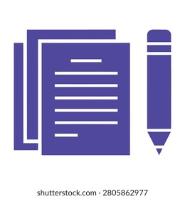 A document icon with a pen on a white background representing writing and paperwork