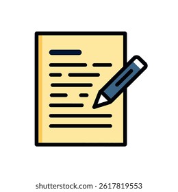Document icon pencil writes lines page flat