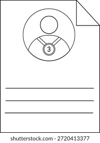 Icono del documento con la medalla de la persona que luce y las líneas que indican contenido
