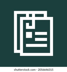 Document icon pixel art. Paper Icon design, white chalk. Draw a picture on the blackboard. Vector illustration.