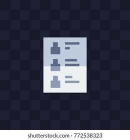 Document icon. Pixel art style. 8-bit. Isolated vector Illustration for graphic and web design.