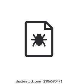 Document icon. Prepare document. Personal document. File icon. File sharing. Office documents. Bug icon. Spider pictogram. Safety system. Virus protection. File error. Bug file. Infected document. web
