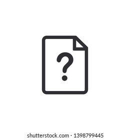 Document icon. Profile sign. Paper icon. Question mark symbol. Help sign. File document. Faq icon. Worksheet sign. File icon. Pictogram letter. Office documents. Unknown file. List of questions.