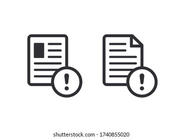 Document icon. Profile sign. Paper icon. Prepare document. Exclamation point. Personal document. Reject file. Unaccepted document. Accept file. Important file. File icon. Office documents. Worksheet