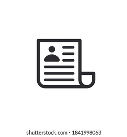 Icono de documento. Signo de perfil. Icono de papel. 