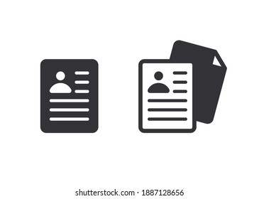 Document icon. Profile sign. Paper icon. Prepare document. Personal document. Copy file. Worksheet icon. File icon. Pictogram letter. Office documents. File sharing. Personal document. Application 