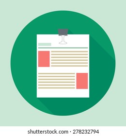 Document icon with pushpin, vector illustration