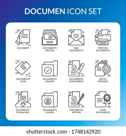 Document icon set, Black linear design, simple, new, and trendy design