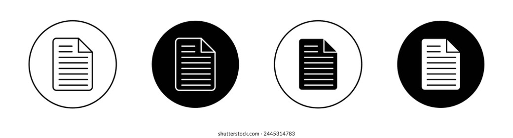 Document icon set. contract or agreement copy paper vector symbol. note page sign. letter sheet icon. article paper symbol.
