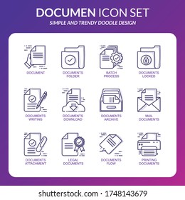 Document icon set, Doodle linear with shadow design, simple, new, and trendy design