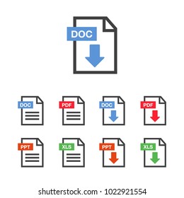 Document icon set. File Icons. PDF file download icon